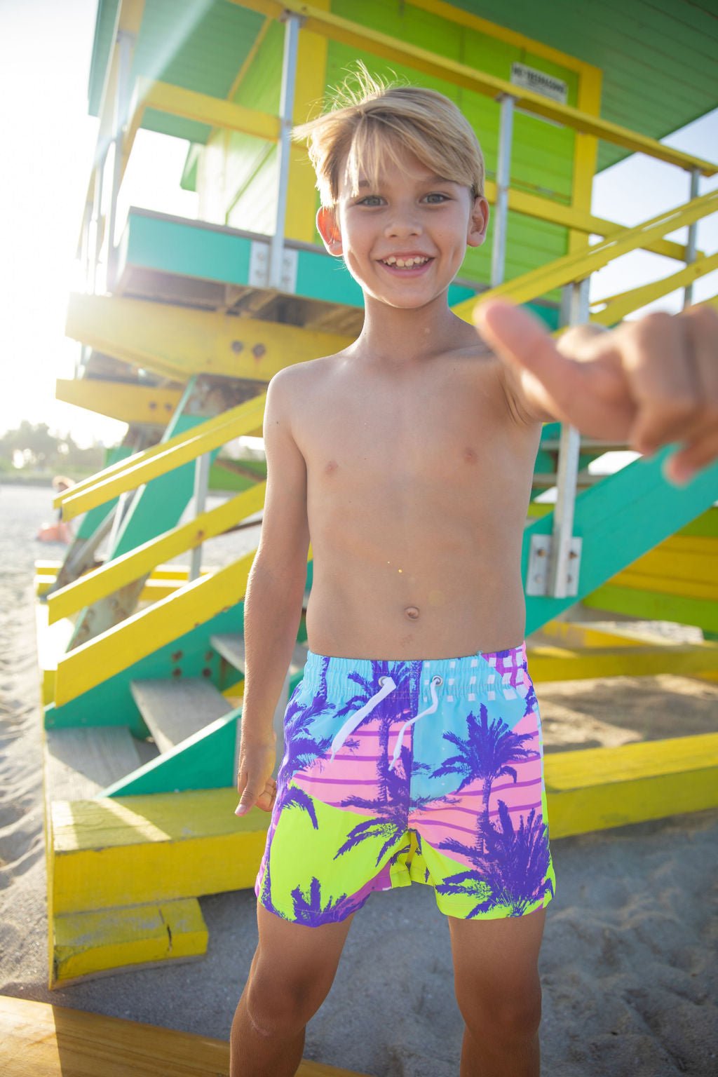 Boys Goodtime Palms Swim Trunks - Blissfully Lavender BoutiqueBlueberry Bay