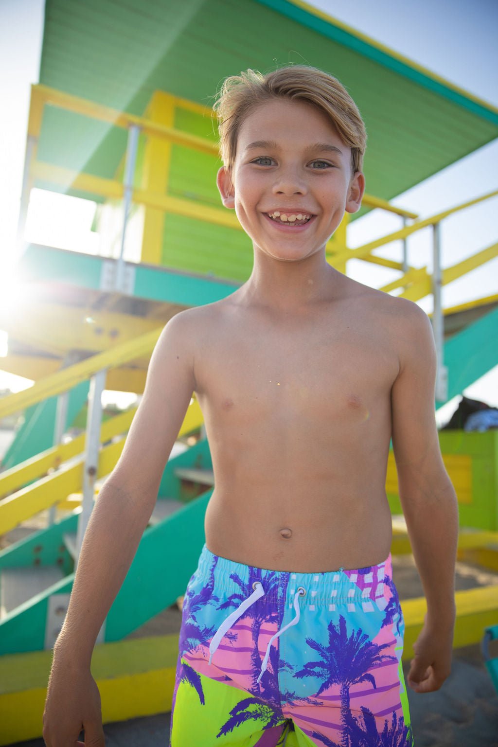 Boys Goodtime Palms Swim Trunks - Blissfully Lavender BoutiqueBlueberry Bay