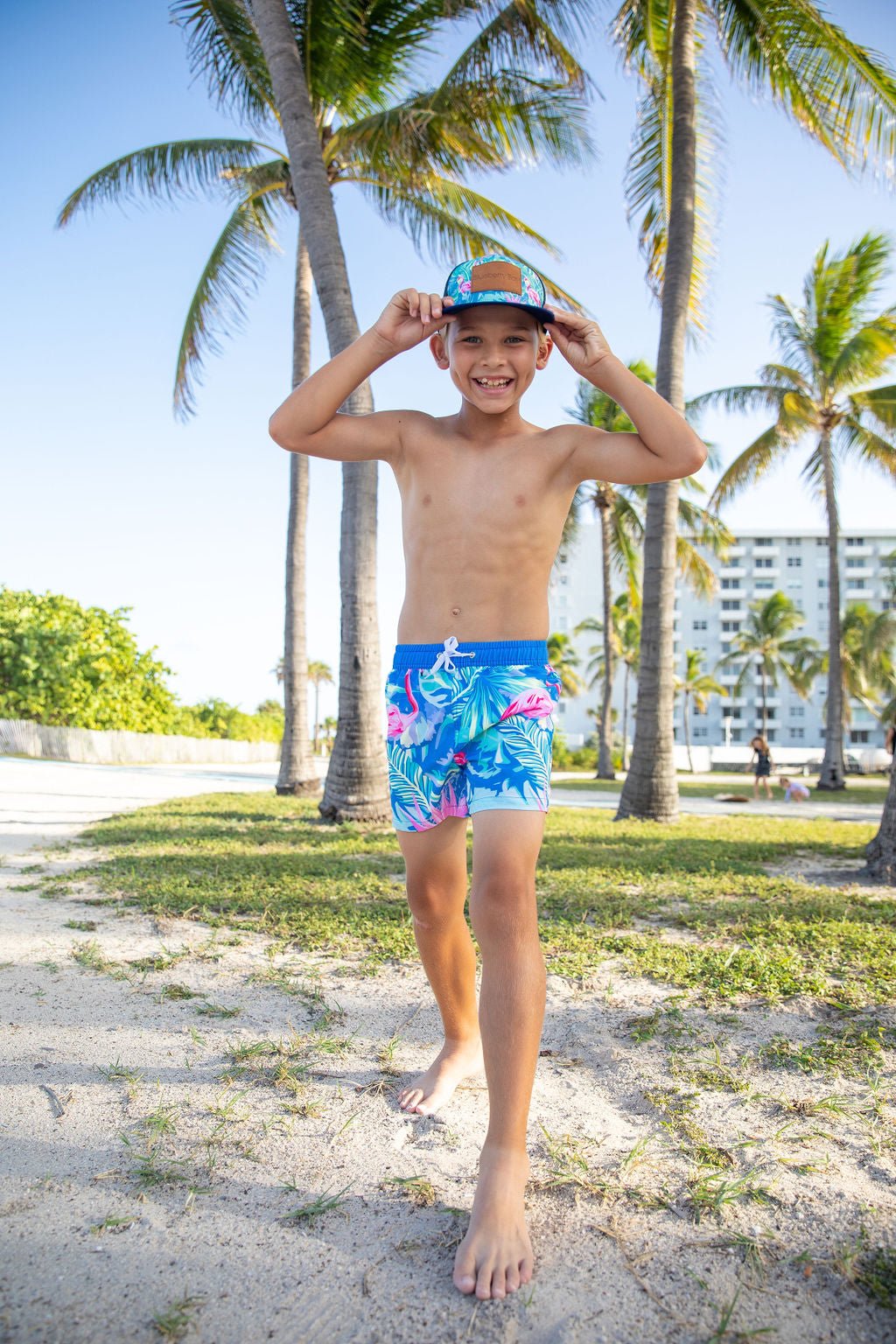 Boys Indigo Flamingo Swim Trunks - Blissfully Lavender BoutiqueBlueberry Bay