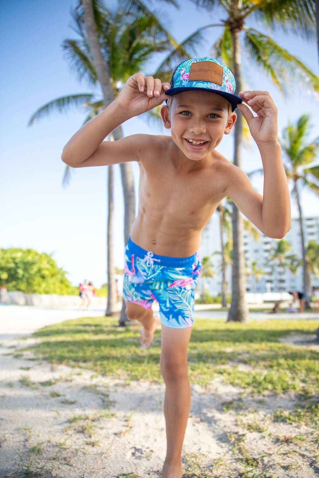 Baby flamingo swim trunks online