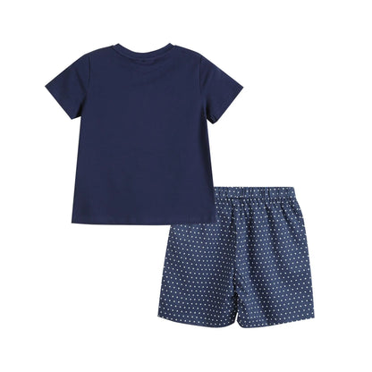 Boys Navy Americana Flag Smocked Tee and Star Shorts - Blissfully Lavender BoutiqueLil Cactus
