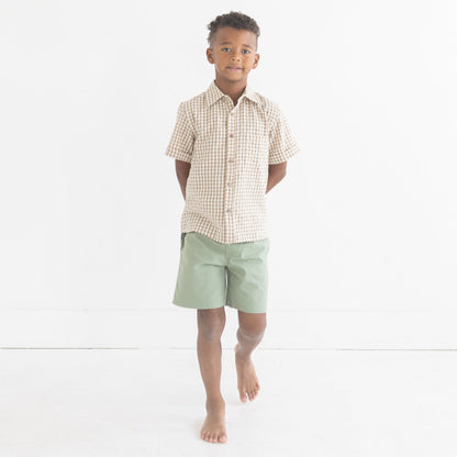 Boys Sage Green Pull On Straight Shorts - Blissfully Lavender BoutiqueBeet World