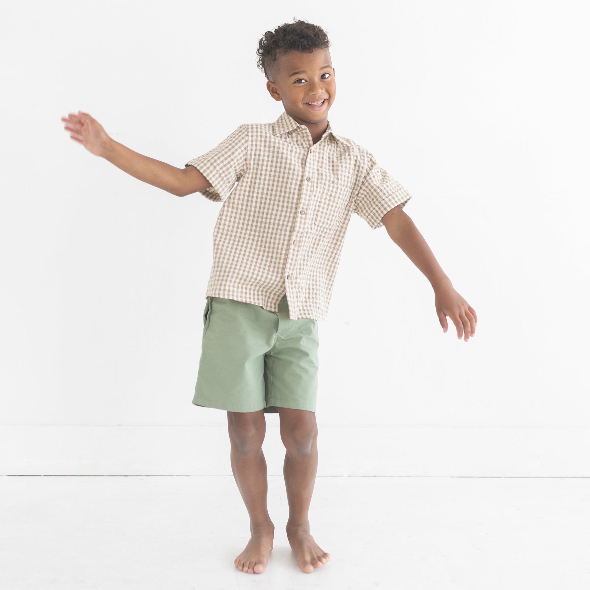 Boys Sage Green Pull On Straight Shorts - Blissfully Lavender BoutiqueBeet World