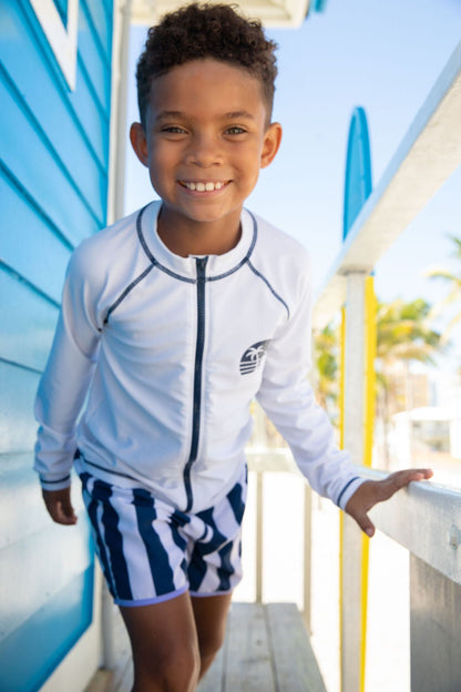 Boys Shorewood Zip Up Rash Guard - Blissfully Lavender BoutiqueBlueberry Bay