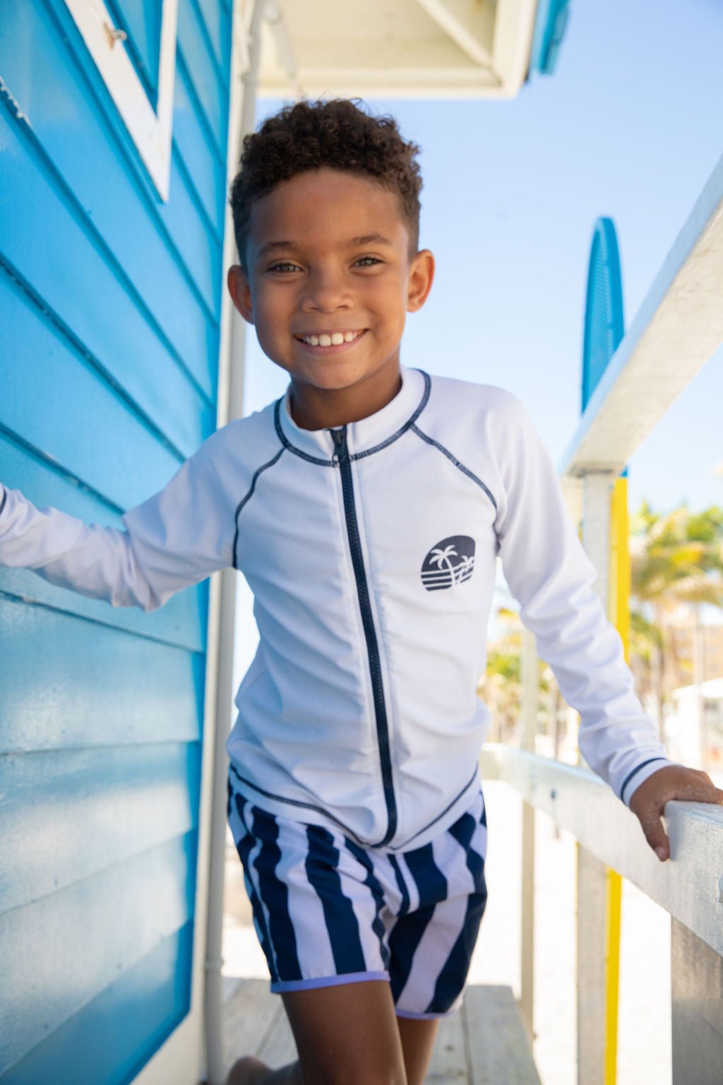 Boys Shorewood Zip Up Rash Guard - Blissfully Lavender BoutiqueBlueberry Bay