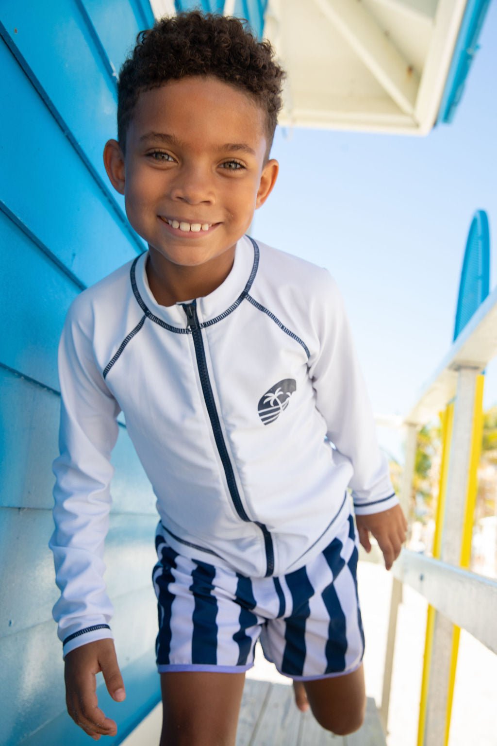 Boys Shorewood Zip Up Rash Guard - Blissfully Lavender BoutiqueBlueberry Bay