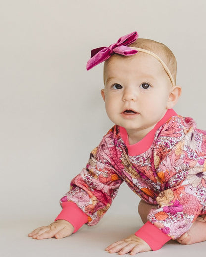 Baby Girl Pink Flowers Bubble Romper | Pink Flowers