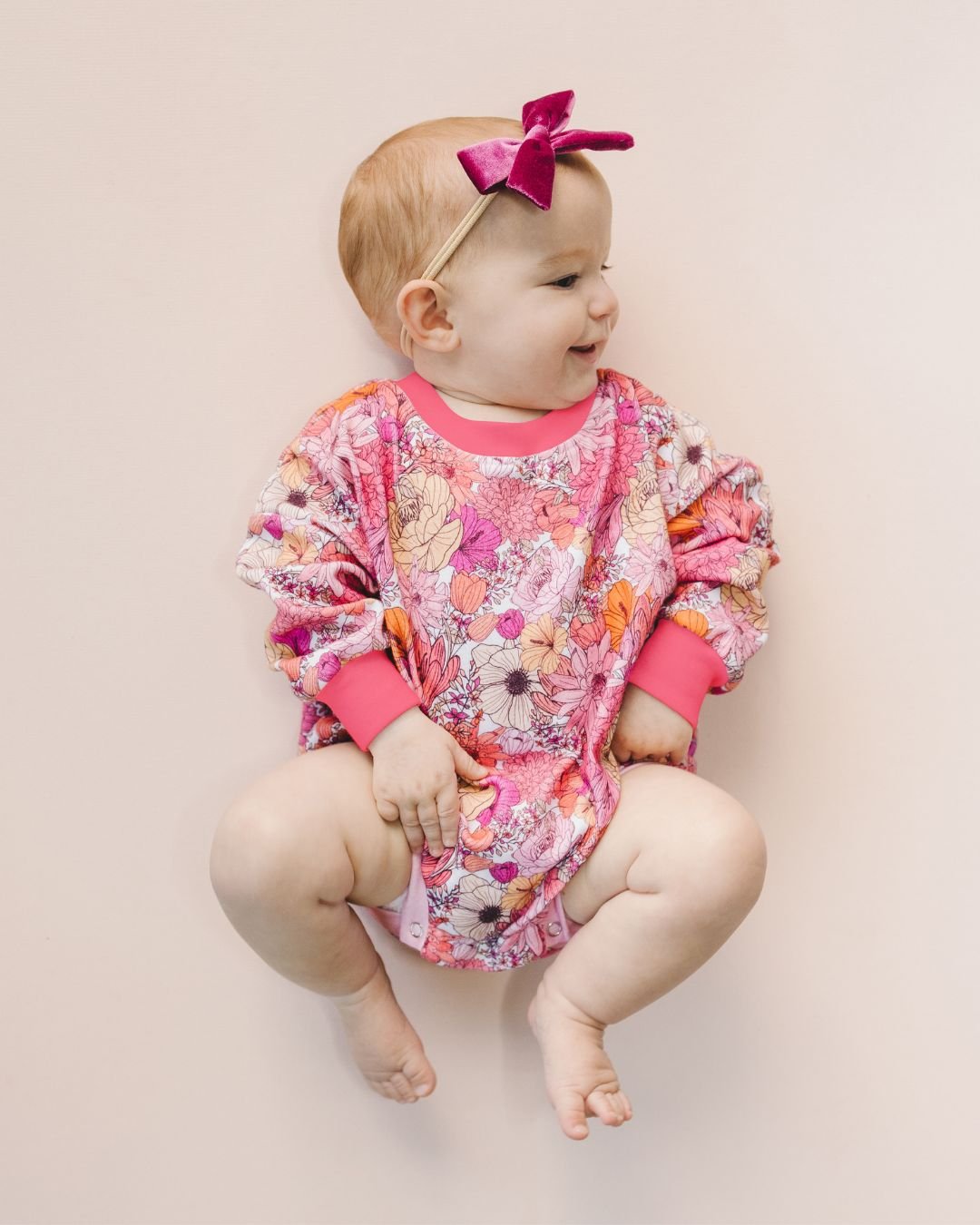 Baby Girl Pink Flowers Bubble Romper | Pink Flowers