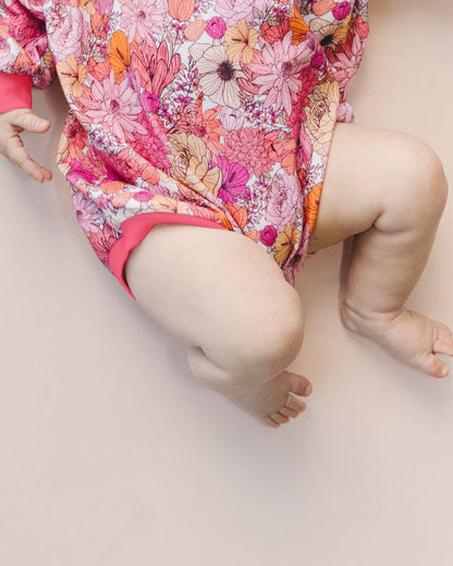 Baby Girl Pink Flowers Bubble Romper | Pink Flowers