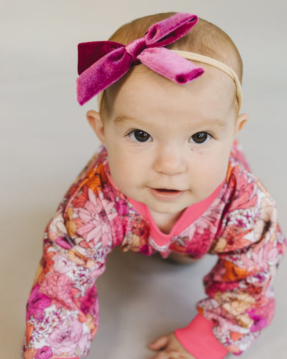 Baby Girl Pink Flowers Bubble Romper | Pink Flowers