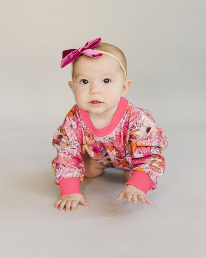 Baby Girl Pink Flowers Bubble Romper | Pink Flowers