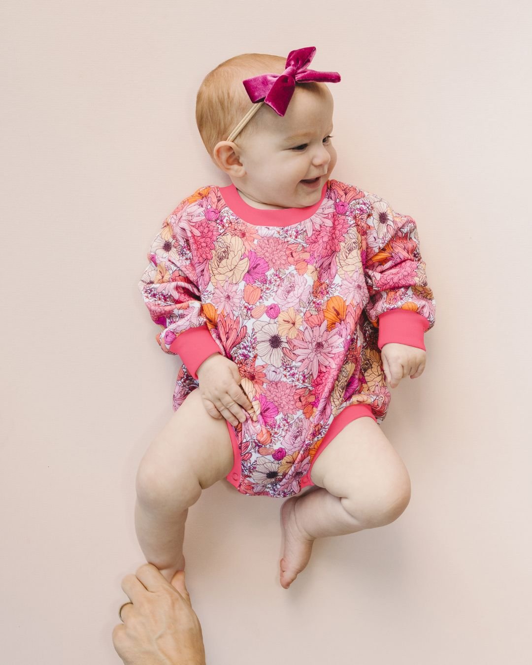 Baby Girl Pink Flowers Bubble Romper | Pink Flowers