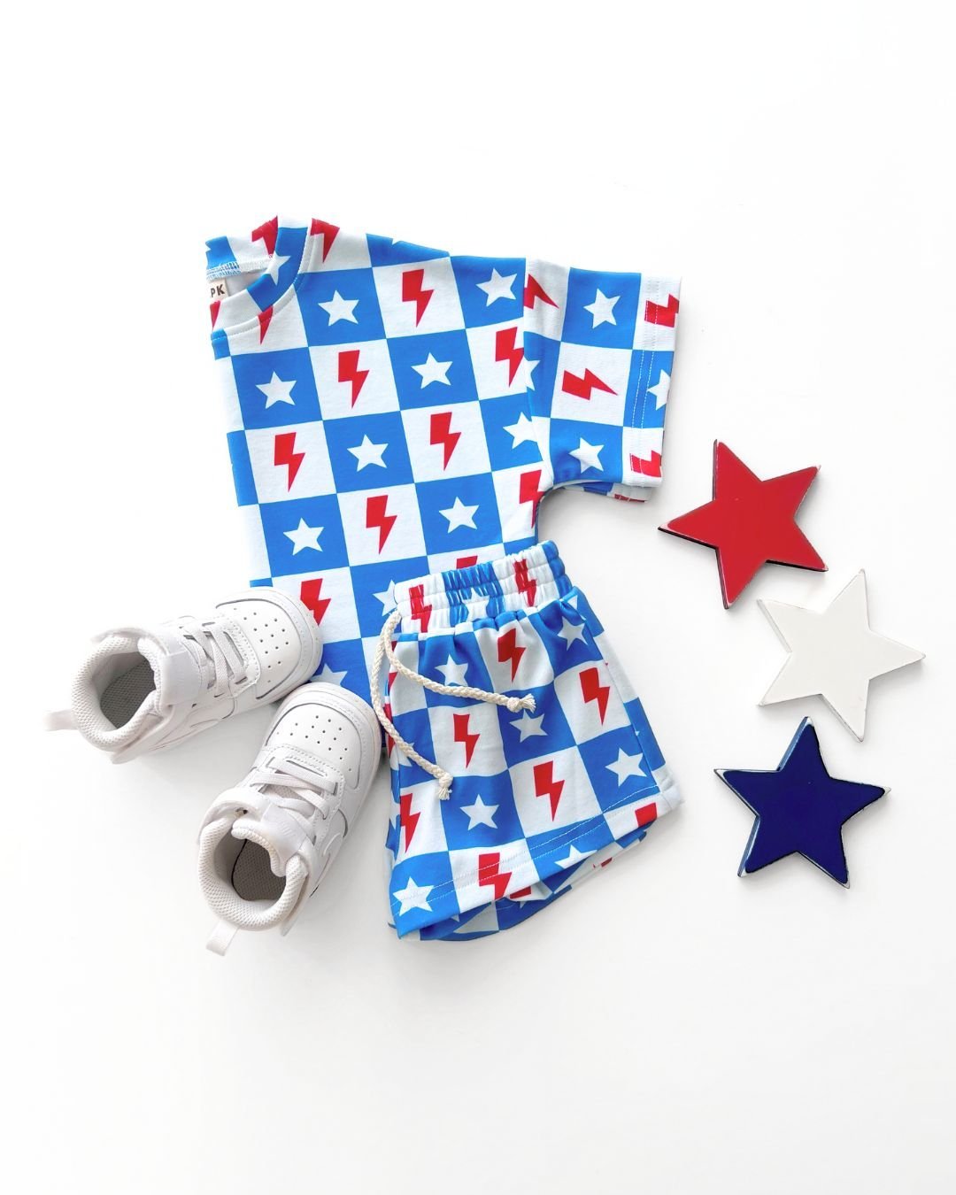 Checks & Star Shorts Set - Blissfully Lavender BoutiqueLUCKY PANDA KIDS