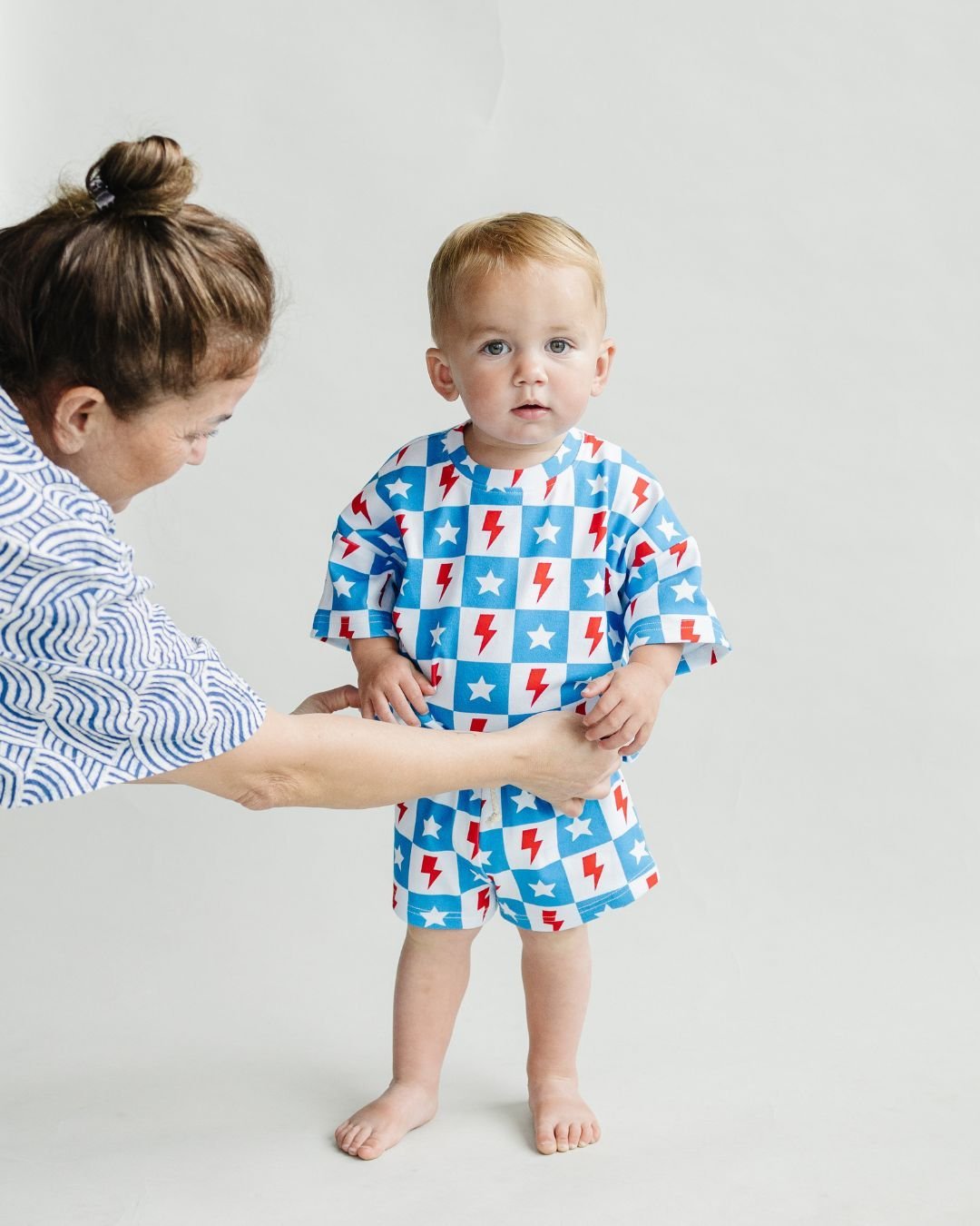 Checks & Star Shorts Set - Blissfully Lavender BoutiqueLUCKY PANDA KIDS