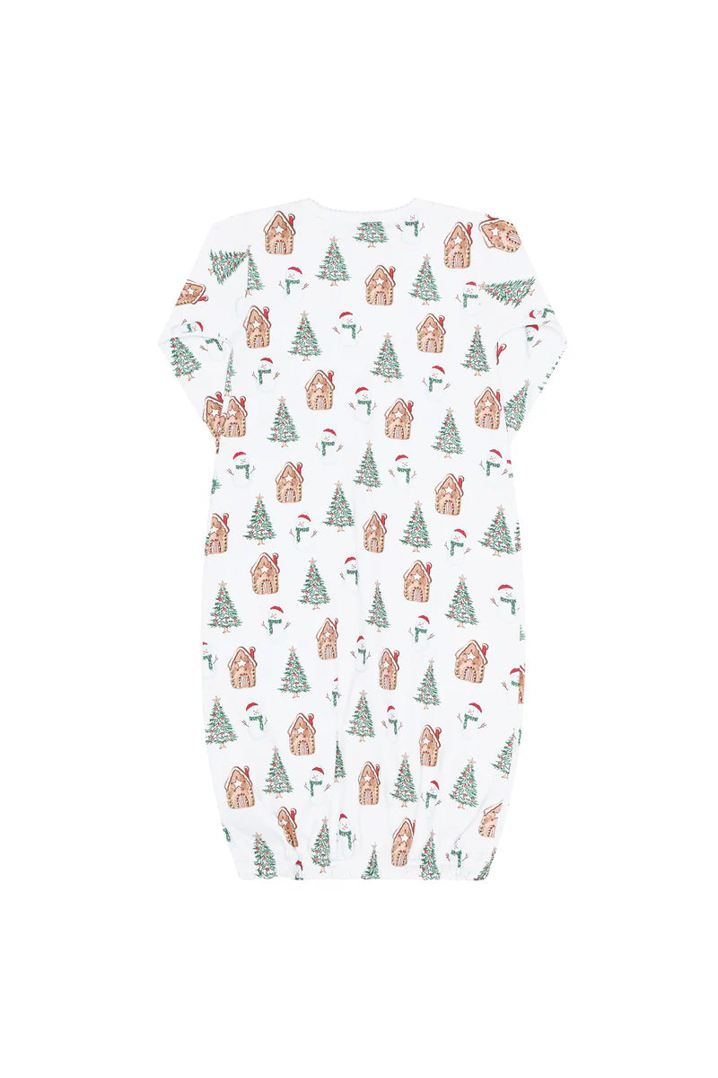 Festive Christmas Tree Smocked Pima Cotton Baby Gown for the holiday season - back side