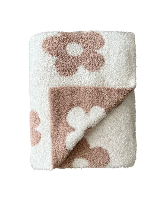 Latte Daisy Fuzzy Blanket