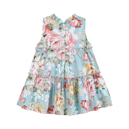 Girls Floral Print Ruffle Tiered Dress