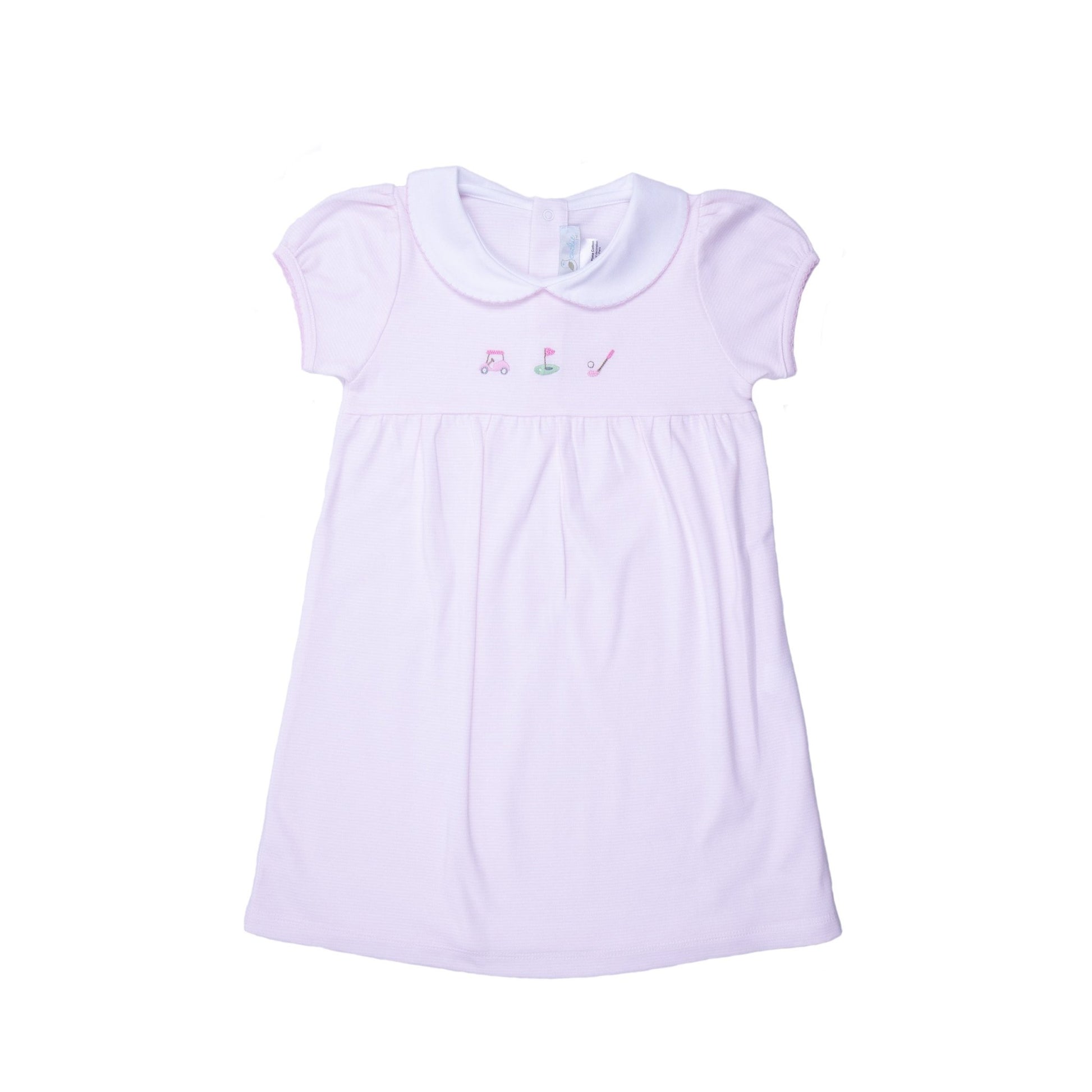 Girl Pink Golf Round Collar Pima Dress - Blissfully Lavender BoutiqueCuclie