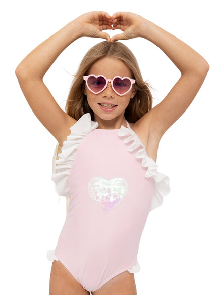 Girl Pink Heart One - Piece Swimsuit - Blissfully Lavender BoutiqueStella Cove