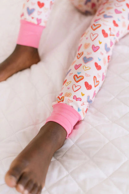Girls 2 Piece Bamboo Pajama Set in Heart Felt - Blissfully Lavender BoutiqueOllie Jay