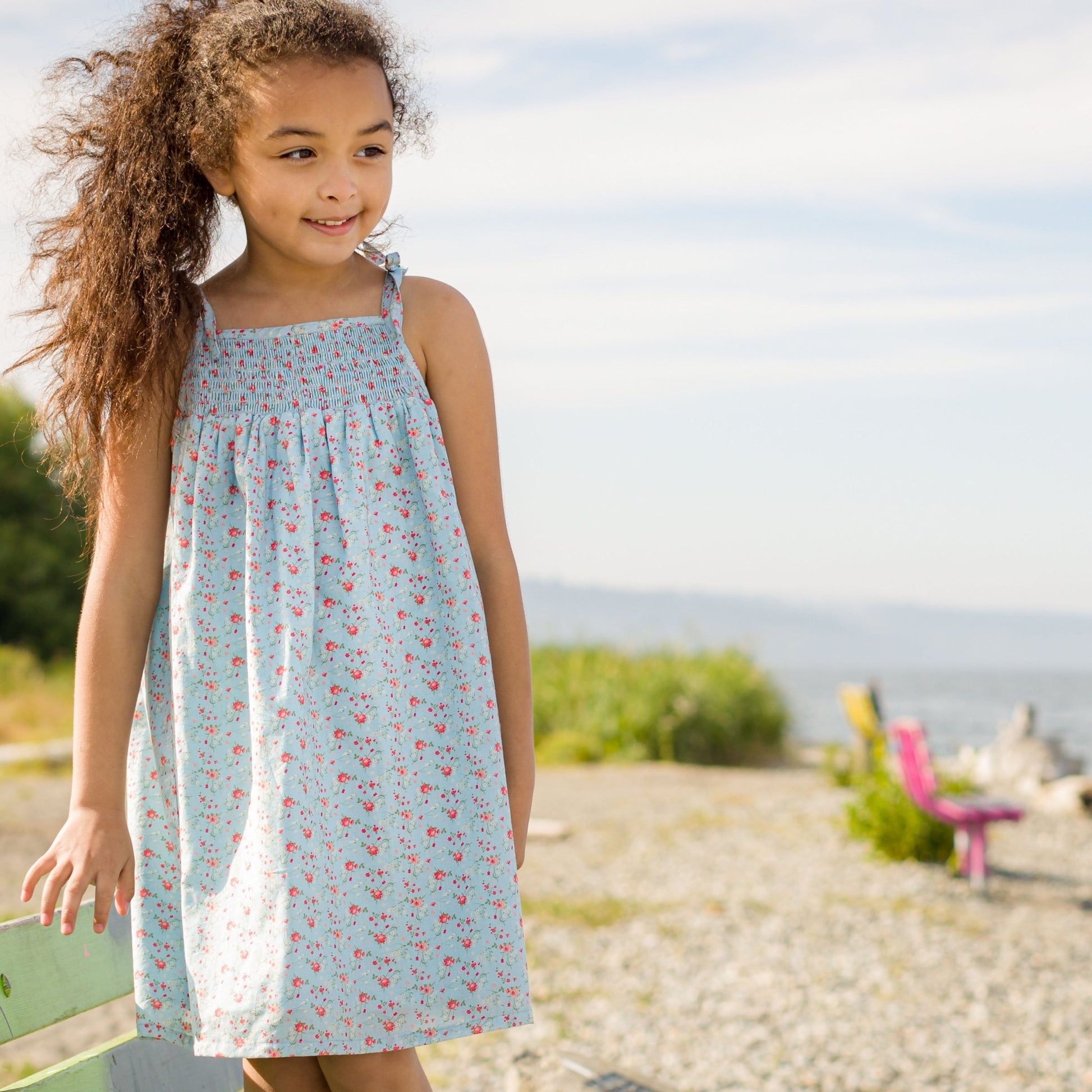 Girls Betty Summer Posy Smocked Strap Dress - Blissfully Lavender BoutiqueBeet World