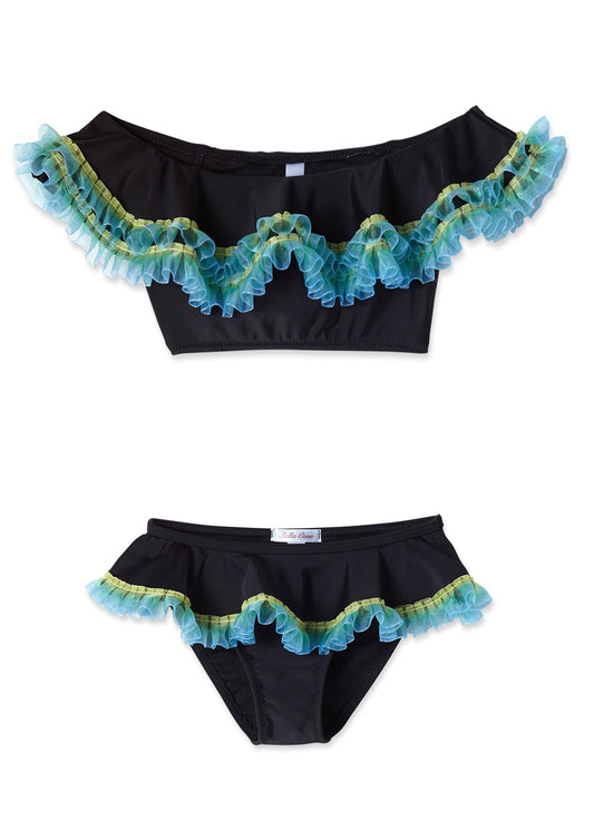 Girls Black Bikini with Anemone Fringe - Blissfully Lavender BoutiqueStella Cove