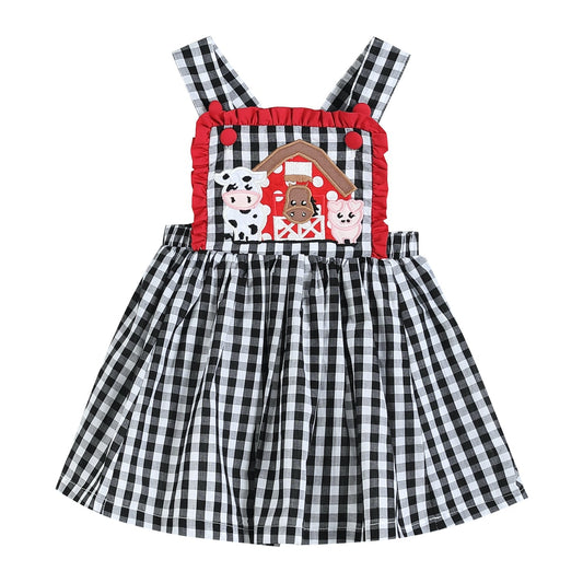 Girls Black Gingham Barn Scene Jumper Dress - Blissfully Lavender BoutiqueLil Cactus