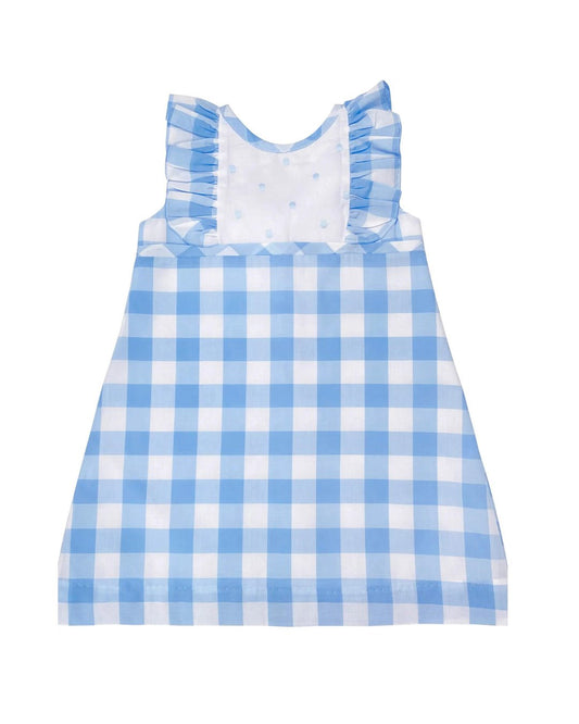 Girls Blue Check Dot A Line Dress - Blissfully Lavender BoutiqueMarco and Lizzy