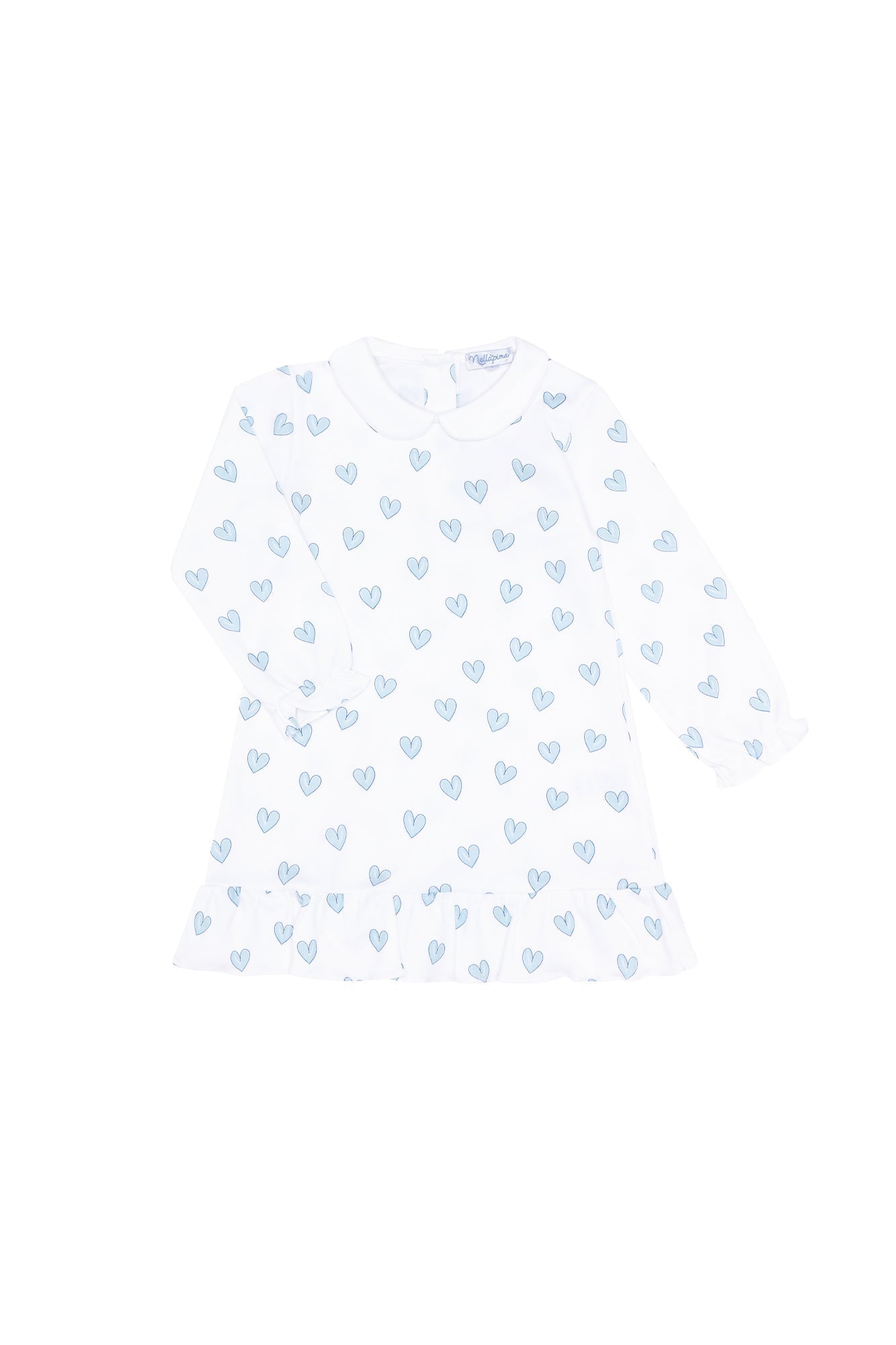 Girls Blue Heart Print Long Sleeve Playtime Dress - Blissfully Lavender BoutiqueNella Pima