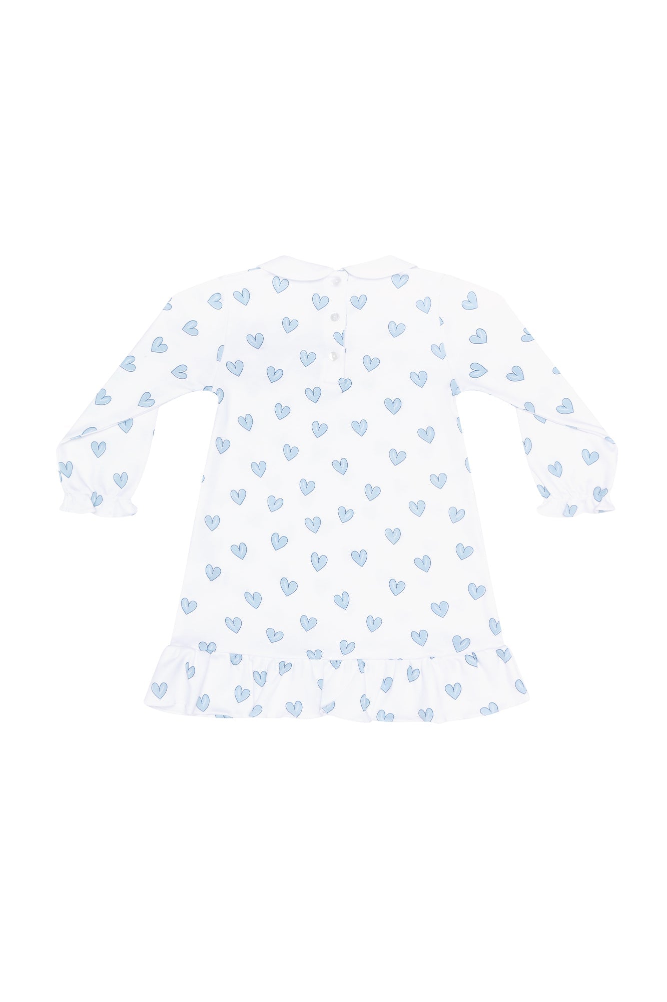 Girls Blue Heart Print Long Sleeve Playtime Dress - Blissfully Lavender BoutiqueNella Pima