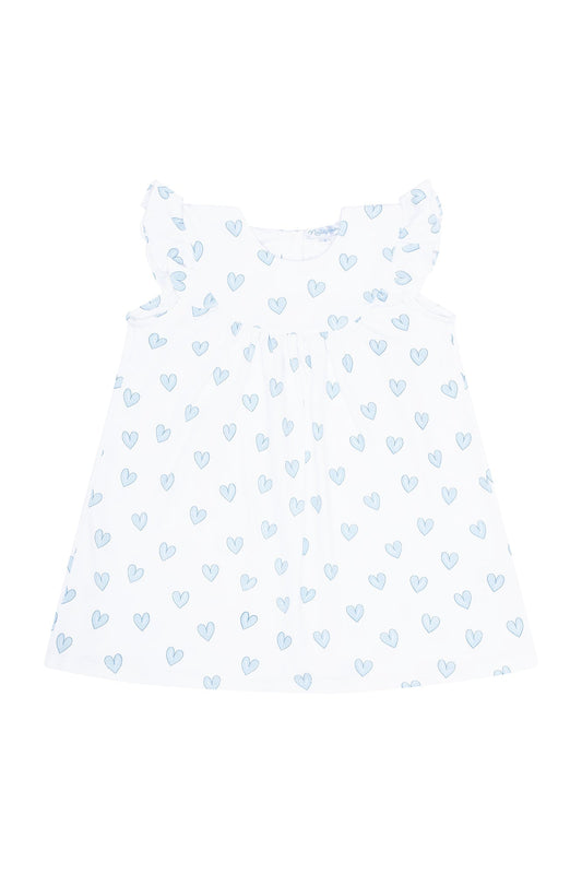 Girls Blue Heart Print Scoop Neck Dress - Blissfully Lavender BoutiqueNella Pima