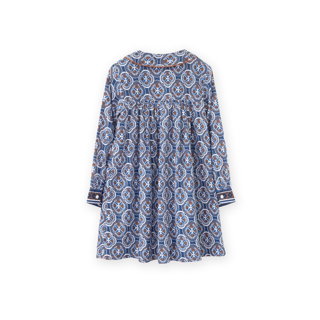 Girls Blue Mosaic Amelia Collar Dress - Blissfully Lavender BoutiqueBeet World