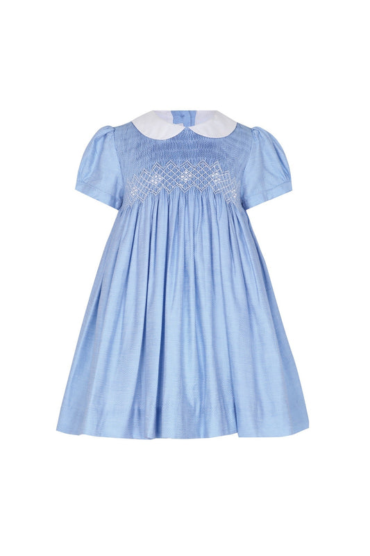 Girls Blue Nella Smocked Dress - Blissfully Lavender BoutiqueNella Pima