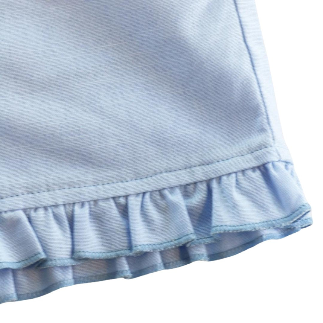 Girls Blue Ruffle Hems Shorts - Blissfully Lavender Boutiquedoe a dear