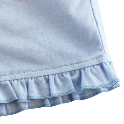 Girls Blue Ruffle Hems Shorts - Blissfully Lavender Boutiquedoe a dear