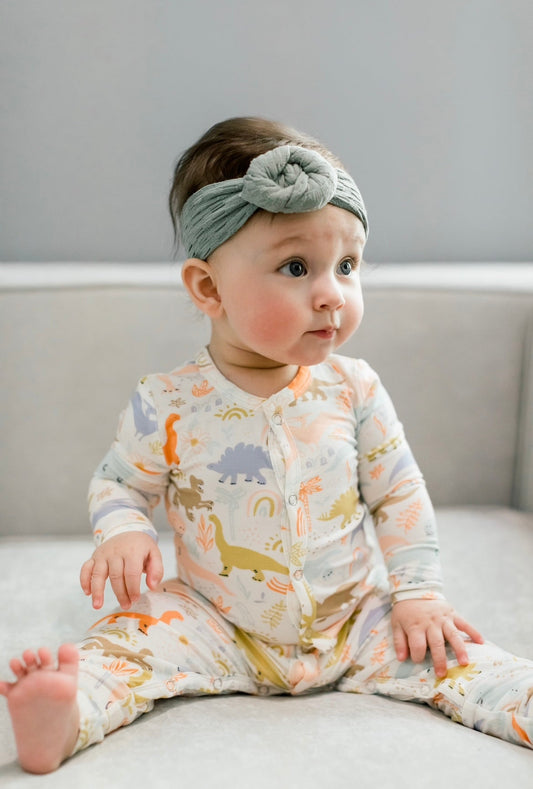 Girls Dainty Dino Bamboo Baby Snap Pajama - Blissfully Lavender BoutiqueOllie Jay