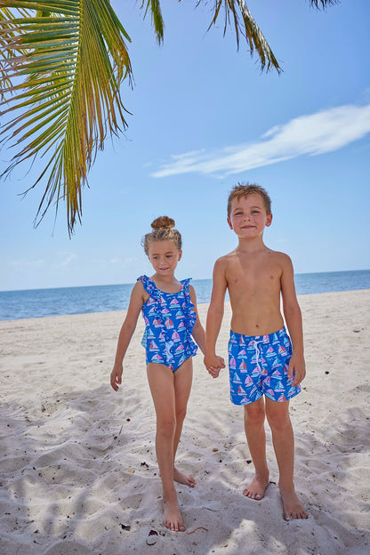 Girls Fair Winds One - Piece Swimsuit - Blissfully Lavender BoutiqueBlueberry Bay