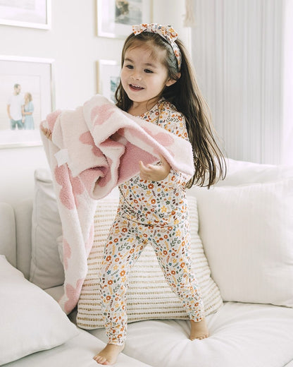 Girls Fall Flowers Bamboo Two Piece Lounge Set - Blissfully Lavender BoutiqueLUCKY PANDA KIDS