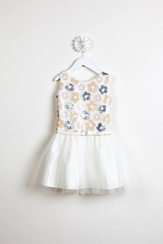Girls Floral Sequin Drop Waist Dress - Blissfully Lavender BoutiqueSweet Kid