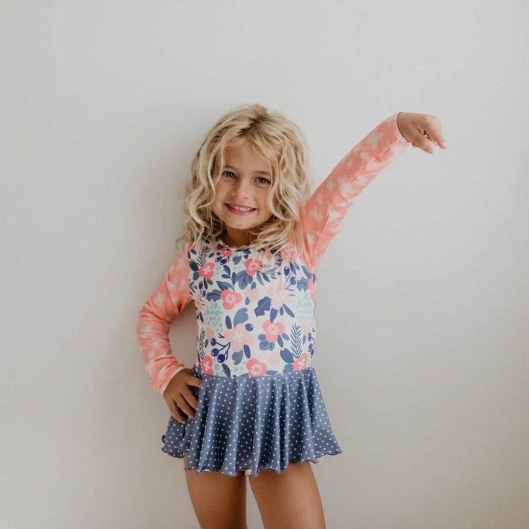 Girls Gray Dot Skirted Leotard - Blissfully Lavender BoutiqueOopsie Daisy