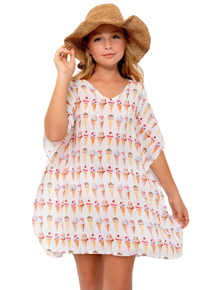 Girls Ice Cream Poncho Cover - up - Blissfully Lavender BoutiqueStella Cove