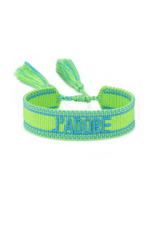 Girls "J Adore" Neon Green Wristband - Blissfully Lavender BoutiqueStella Cove