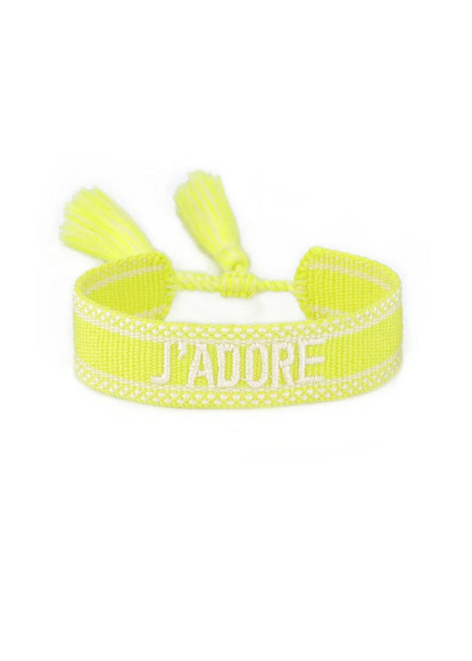 Girls "J'Adore" Neon Yellow Wristband - Blissfully Lavender BoutiqueStella Cove