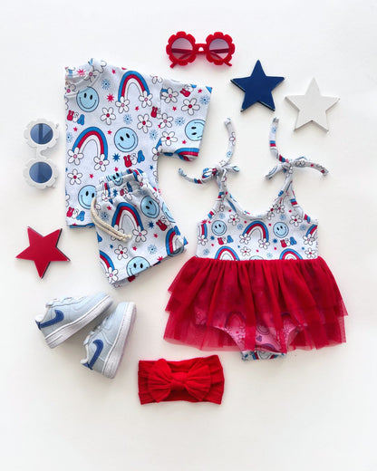 Girls Little Miss USA Short Set - Blissfully Lavender BoutiqueLUCKY PANDA KIDS