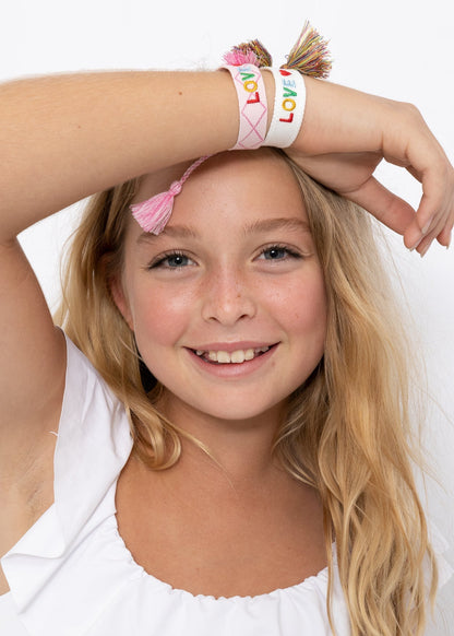 Girls "Love" Pink Multi Color Wristband - Blissfully Lavender BoutiqueStella Cove