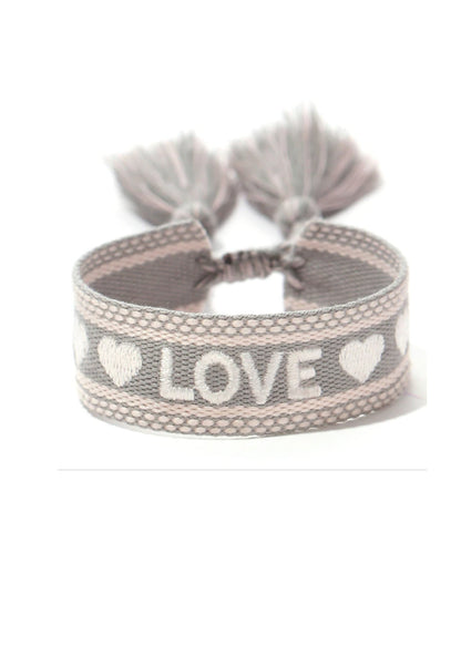 Girls "Love" Stone Grey Wristband - Blissfully Lavender BoutiqueStella Cove