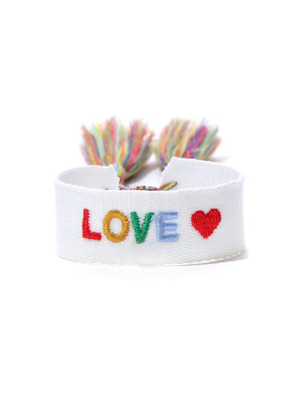 Girls "Love" White Wristband - Blissfully Lavender BoutiqueStella Cove