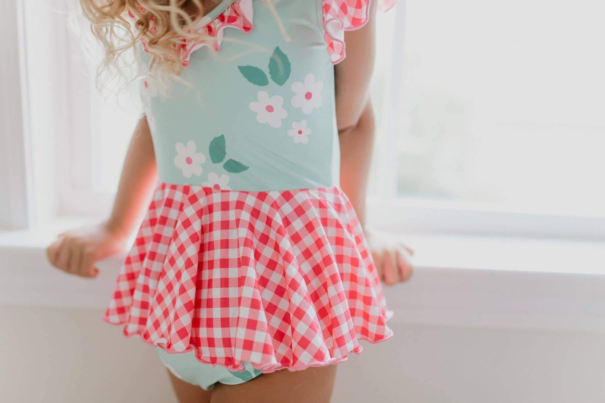 Girls Mint Pink Check Skirted Leotard - Blissfully Lavender BoutiqueOopsie Daisy