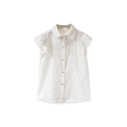 Girls Offwhite Eyelet Lola Top - Blissfully Lavender BoutiqueBeet World