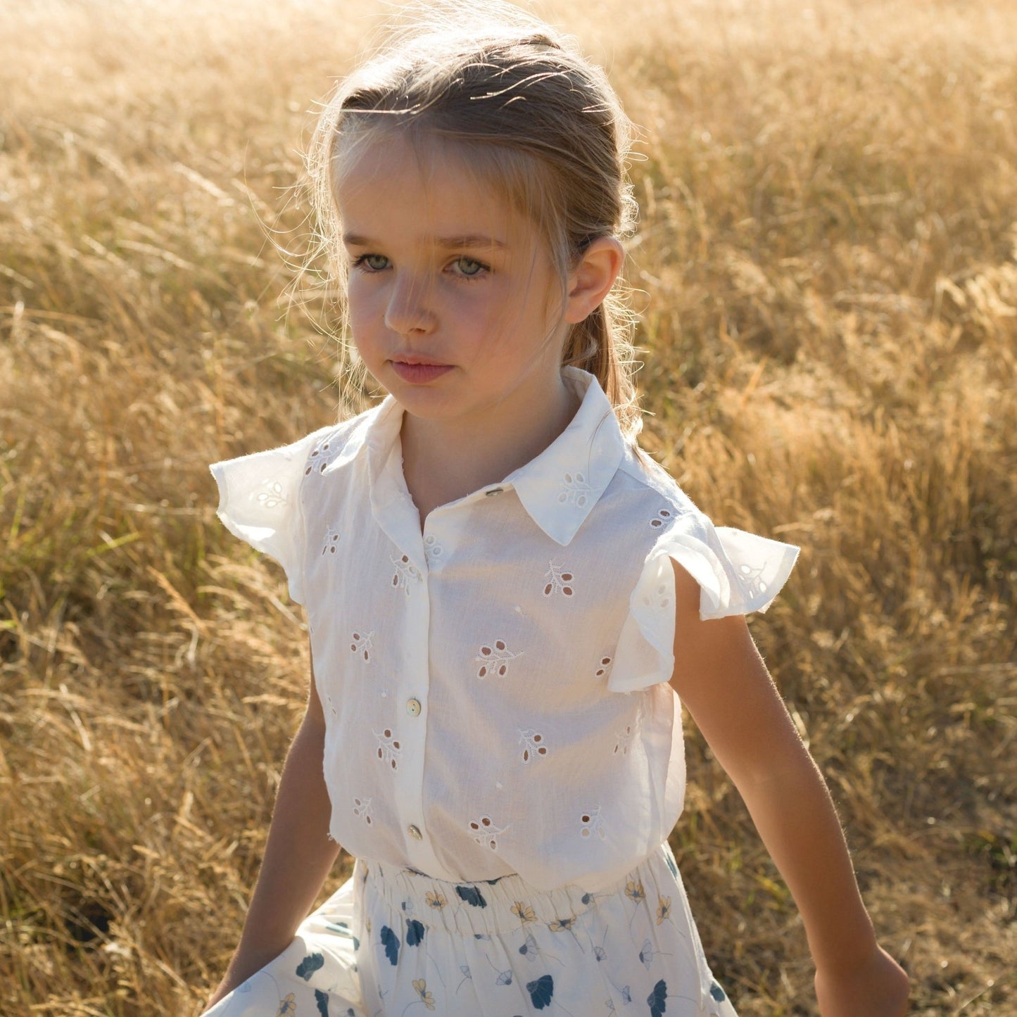 Girls Offwhite Eyelet Lola Top - Blissfully Lavender BoutiqueBeet World